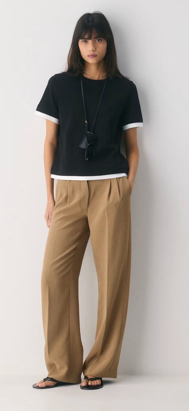 Aritzia Pant 10 The Effortless Pleated Wide Leg Brown Dressy Trouser Office Chic